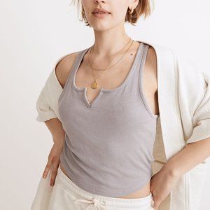 Madewell MWL Ribbed Split-Neck Crop Tank